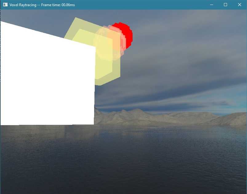 Transparent cube and sphere behind each other