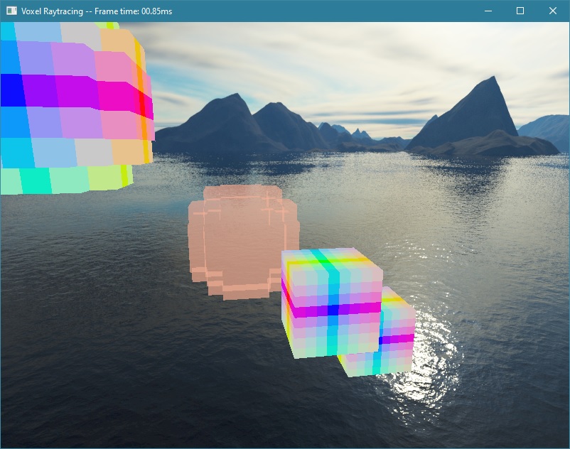 Transparent spherical object with some voxel-normal boxes